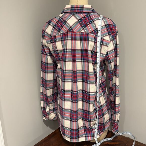TALBOTS COTTON BUTTON FRONT SHIRT DECORATIVE PLAID SIZE S - Picture 6 of 10